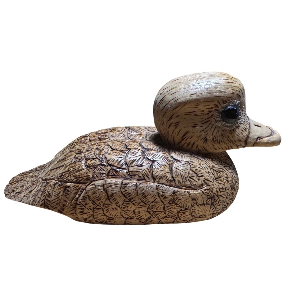 H. Clark Hand Carved Wood Duck Decoy Figurine Signed Dated 2004 #12 6 Inch EUC